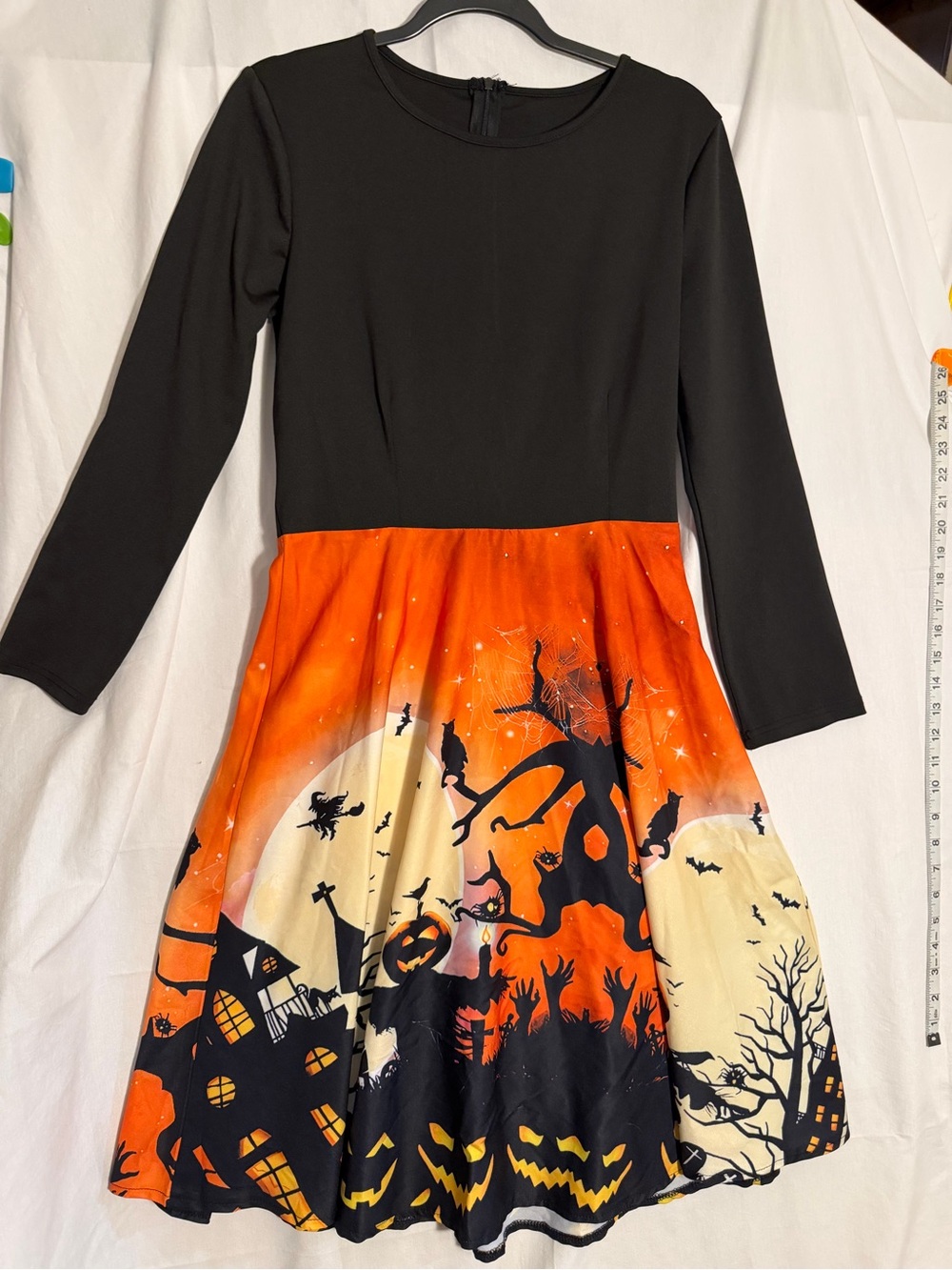 #408 Black & Orange Halloween Witch Pumpkin Dress for Kids